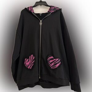 The Grave Girls Plus Sized Zebra Pink Hoodie with Ears